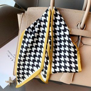 Retro sharp corner small long multi-purpose ribbon plaid scarf